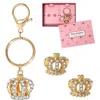 Juicy Couture Crystal Crown Keychain & Earring Set In Multi