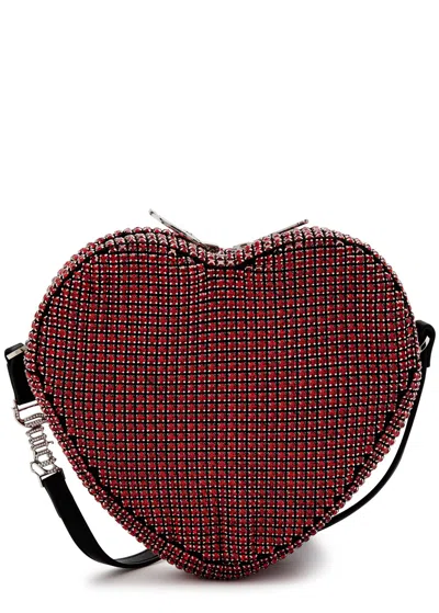 Juicy Couture Crystal-embellished Heart Leather Top Handle Bag In Red