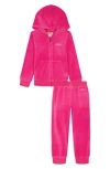 Juicy Couture Girls Toddler 2t-4t 2-piece Velour Full Zip Hoodie And Jogger Pants Set In Pink