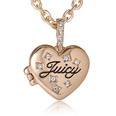 Juicy Couture Gold-tone Crystal Heart Locket Pendant Necklace