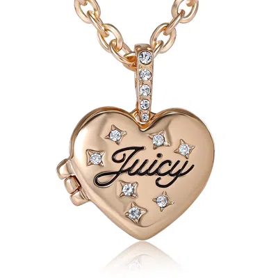 Juicy Couture Gold-tone Crystal Heart Locket Pendant Necklace