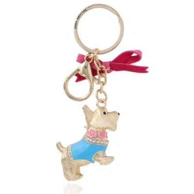 Juicy Couture Crystal Scottie Dog Keychain With Satin Bow, Gold-tone
