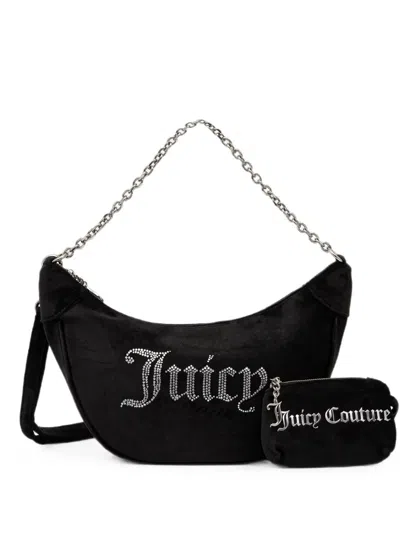 Juicy Couture Crystal-embellished Chain-link Shoulder Bag In Black