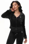 Juicy Couture Custom Initial Og Big Bling Velour Hoodie In Black