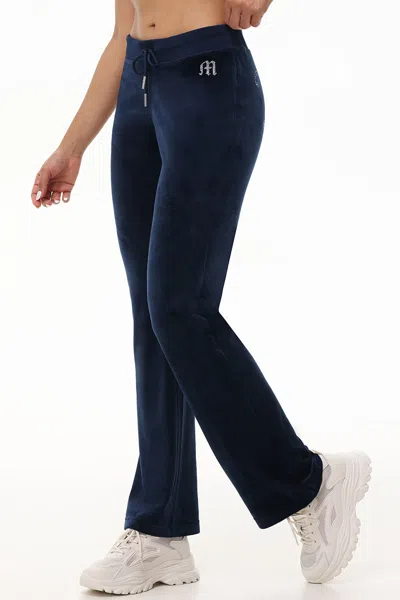 Juicy Couture Custom Initial Og Big Bling Velour Track Pants In Blue