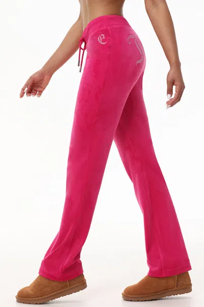 Juicy Couture Custom Initial Og Big Bling Velour Track Pants In Free Love
