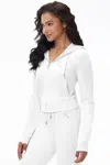 Juicy Couture Custom Zodiac Og Big Bling Velour Hoodie In White