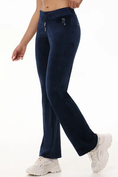 Juicy Couture Custom Zodiac Og Big Bling Velour Track Pants In Regal Blue