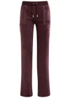 Juicy Couture Womens Wine Logo-embroidered Straight-leg Velour Trousers In Dark Red