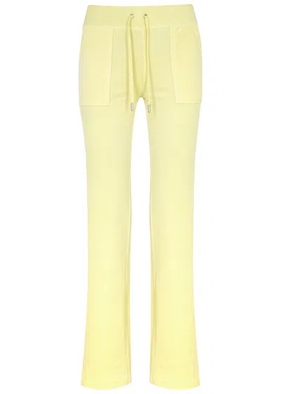 Juicy Couture Del Ray Logo Velour Sweatpants In Yellow