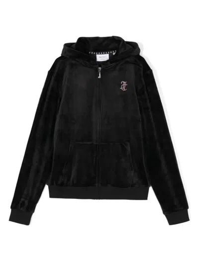 Juicy Couture Kids' Diamanté Logo-embellished Hoodie In Schwarz