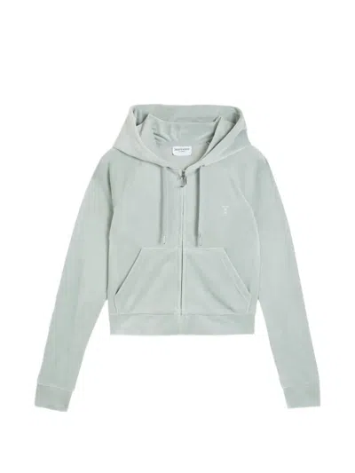 Juicy Couture Diamanté Velour Hoodie In Green