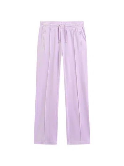 Juicy Couture Diamanté Velour Track Pants In Purple