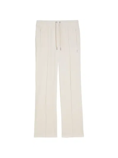 Juicy Couture Diamanté Velour Track Pants In White