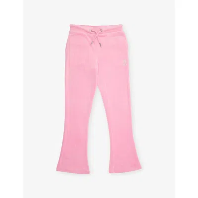 Juicy Couture Kids' Diamanté-logo Bootcut Velour Jogging Bottoms 7-13 Years Pinky Lilac Chiffon