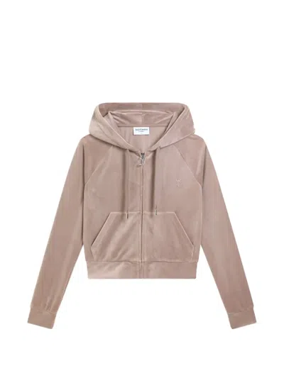 Juicy Couture Diamanté-logo Hoodie In Brown