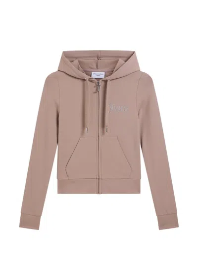 Juicy Couture Diamanté-logo Zip-through Hoodie In Brown