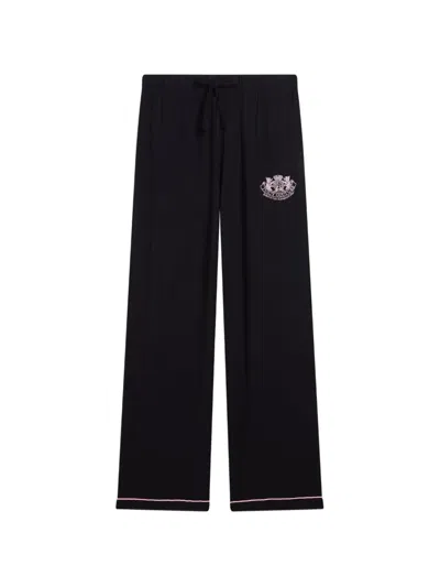 Juicy Couture Dog Crest Piped Pajamas In Black