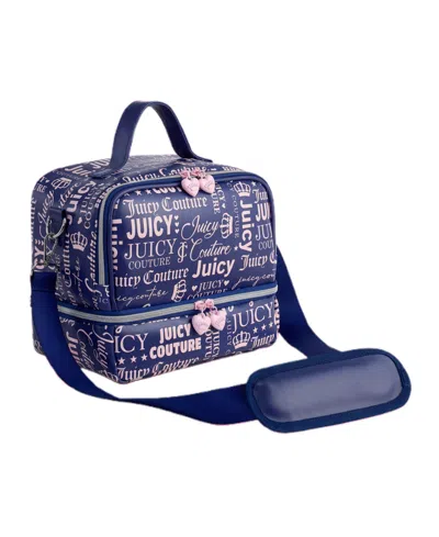 Juicy Couture Double Zip 9.4" Chill Lunch Cooler Tote Bag In Blue