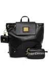 Juicy Couture Drawstring Flap Backpack In Black