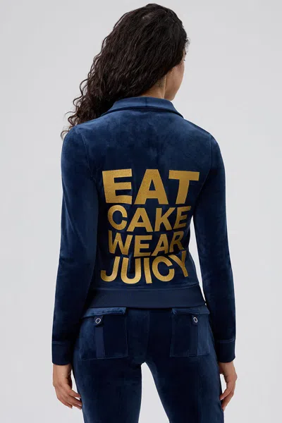 Juicy Couture Eat Cake Wear Juicy Mockneck Jacket In Blue