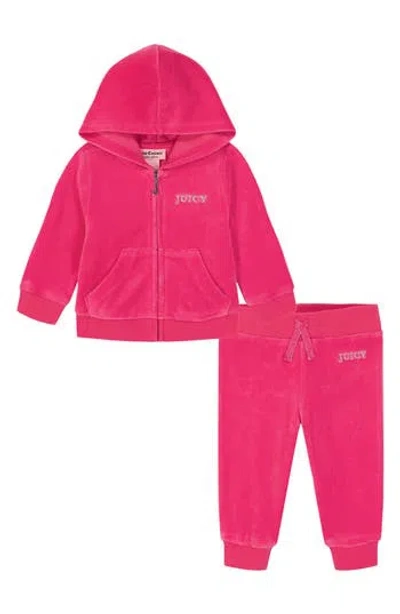 JUICY COUTURE JUICY COUTURE EMBELLISHED VELOUR HOODIE & JOGGERS SET