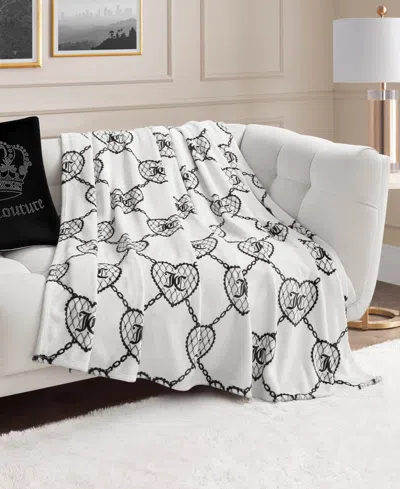 Juicy Couture Embossed Plush Oversized Throw, 60" X 70" In White