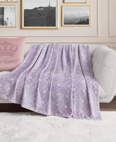 Juicy Couture Embossed Plush Oversized Throw, 60" X 70" In Purple