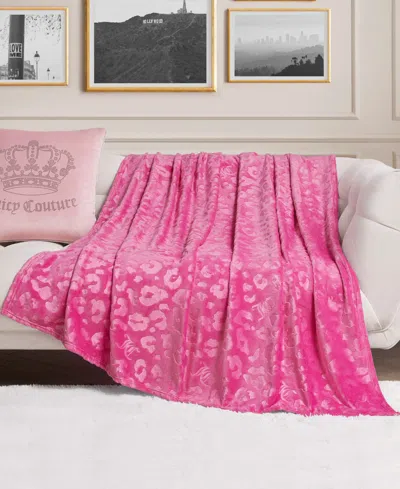 Juicy Couture Embossed Plush Oversized Throw, 60" X 70" In Pink