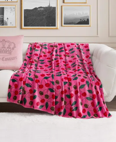 Juicy Couture Embossed Plush Oversized Throw, 60" X 70" In Red