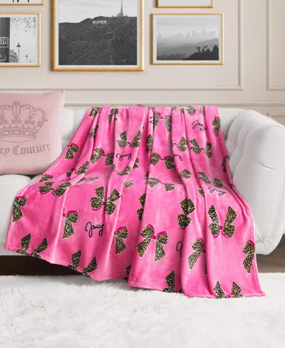 Juicy Couture Embossed Plush Oversized Throw, 60" X 70" In Pink