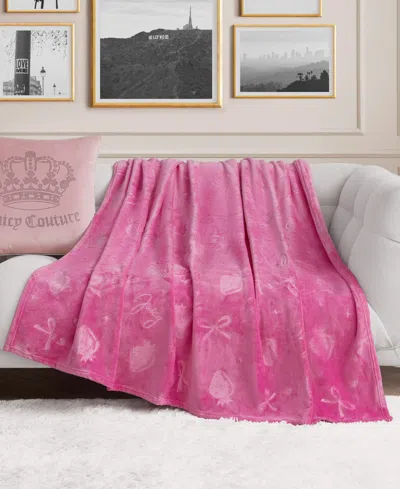 Juicy Couture Embossed Plush Oversized Throw, 60" X 70" In Pink