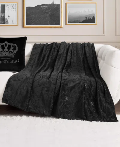 Juicy Couture Embossed Plush Oversized Throw, 60" X 70" In Black