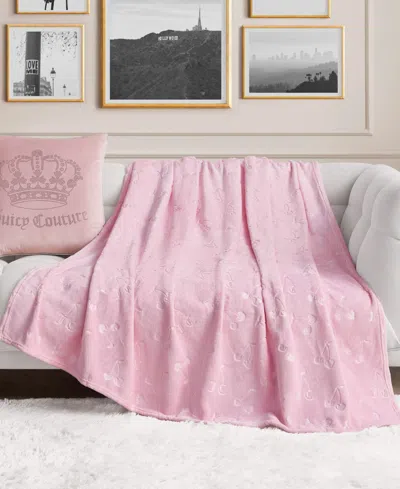 Juicy Couture Embossed Plush Oversized Throw, 60" X 70" In Pink
