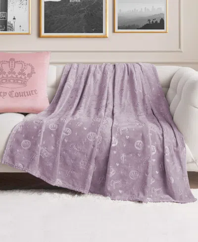 Juicy Couture Embossed Plush Oversized Throw, 60" X 70" In Purple