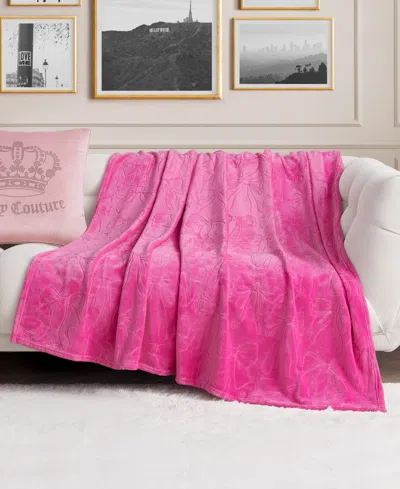 Juicy Couture Embossed Plush Oversized Throw, 60" X 70" In Pink