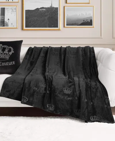 Juicy Couture Embossed Plush Oversized Throw, 60" X 70" In Black