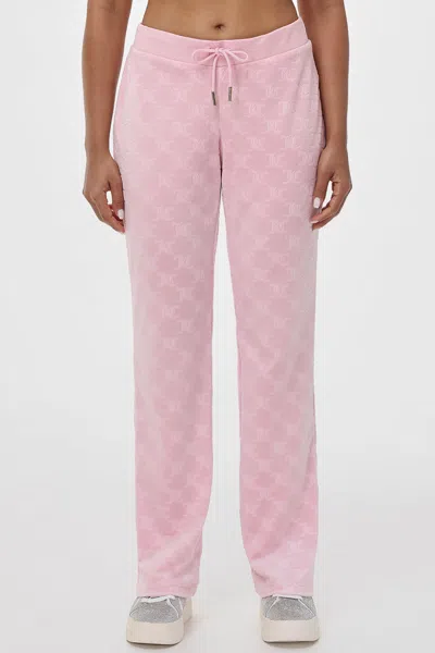 Juicy Couture Embossed Velour Track Pant In Pink
