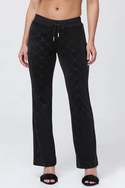 Juicy Couture Embossed Velour Track Pants In Black