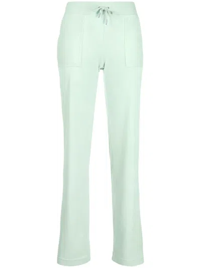 Juicy Couture Embroidered-logo Velvet Track Pants In Green