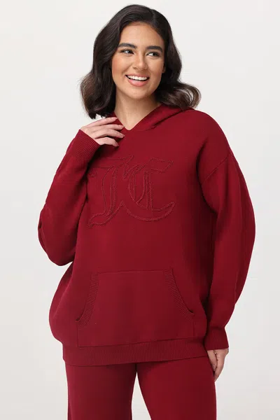 Juicy Couture Embroidered Oversized Hoodie In Red