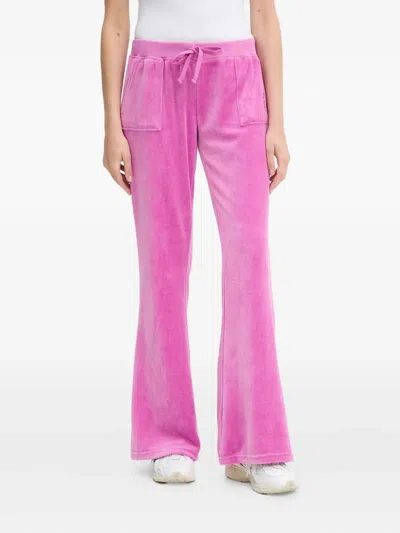 Juicy Couture Embroidered Patch-pocket Trousers In Pink