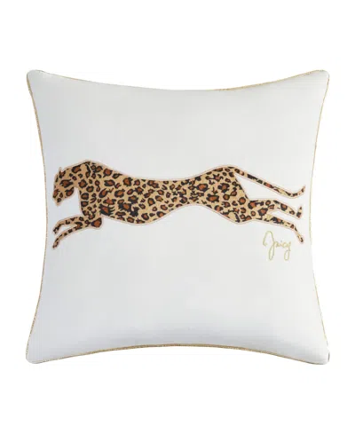 Juicy Couture Embroidered Velvet Cheetah Decorative Pillow, 18" X 18" In Animal Print