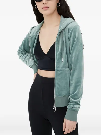 Juicy Couture Embroidered Zip-up Hoodie In Green