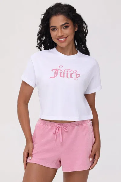 Juicy Couture Extra Juicy Cropped Tee In White