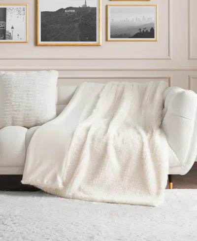 Juicy Couture Eyelash Solid Faux Fur Throw, 50" X 70" In White