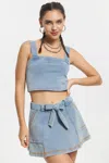 Juicy Couture Faux Denim Tank Top In Blue