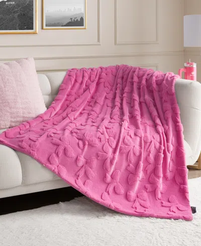 Juicy Couture Faux Fur Throw, 50"x70" In Pink