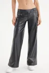 Juicy Couture Faux Leather Cargo Pants In Black