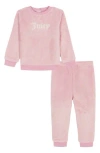 Juicy Couture Faux Shearling Pullover & Joggers Set In Pink